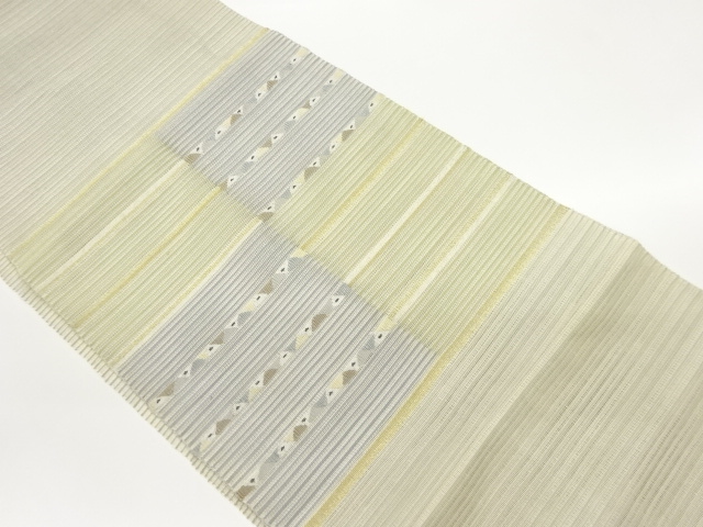 JAPANESE NAGOYA OBI FOR SUMMER / TSUZURE / WOVEN ABSTRACT STRIPE